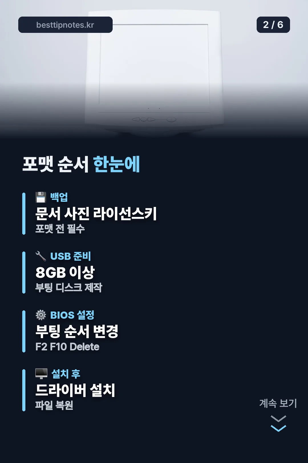 포맷 순서 한눈에