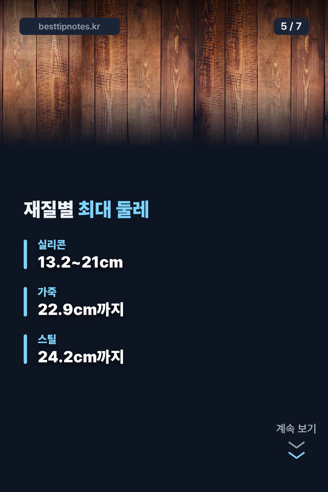 재질별 최대 둘레 비교
